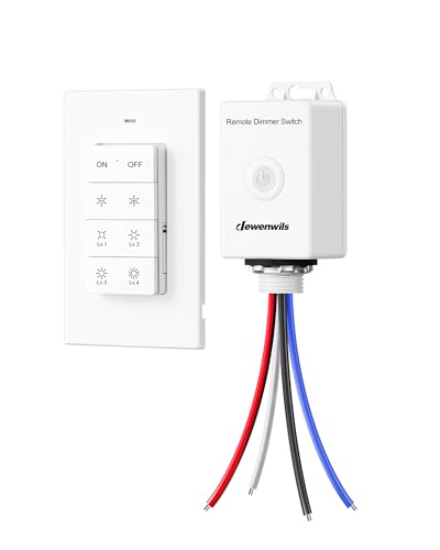 DEWENWILS Wireless Dimmer Switch Kit, Single Pole Outdoor Wireless Light Switch and Receiver Kit, No Wiring, No WiFi, 100FT Remote Control Switches for Outdoor Lighting
