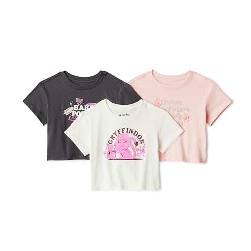 Amazon Essentials Warner Brothers Girls' T-Shirt Sets, Pack of 3, Harry Potter Wizardry,...