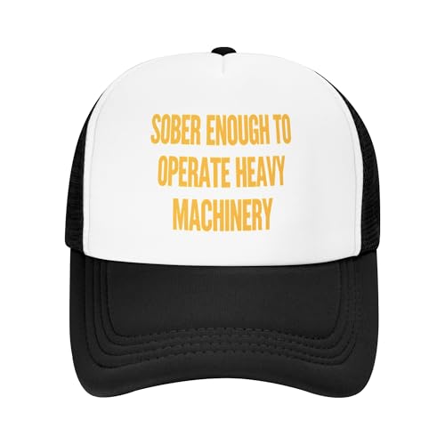 Greenchant Sober Enough to Operate Heavy Machinerys Trucker Hat Heavy-Machinerys Kids Hats Adjustable Mesh Baseball Cap - Black