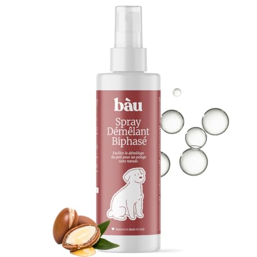 BAU Spray Démêlant pour Chien et Chat sans Rinçage – Soin Biphase à l’Acide Hyaluronique et à l’Huile d’Argan – Spray Anti-Nœuds Naturel pour Poils Longs...