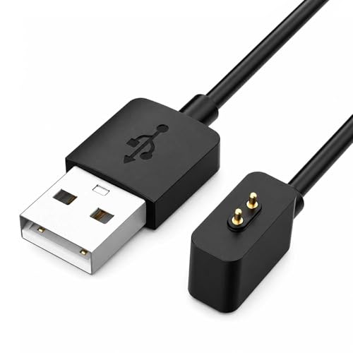OcioDual Cavo di Ricarica Magnetica 2 Pins Nero Compatibile con Xiaomi Mi Band 8, Redmi Band 2 Caricabatterie Cable Caricatore Magnetico USB Smartwatch Due Magneti Pezzo Ricambio Sostituzione