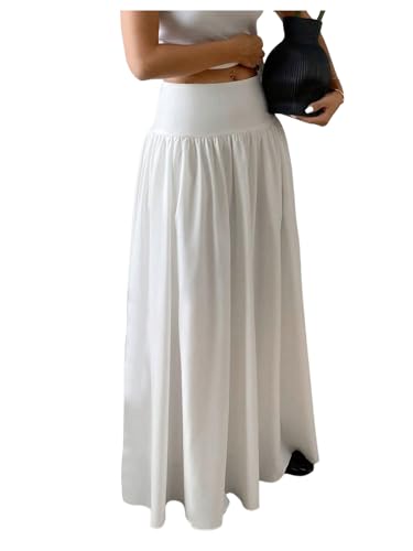 GORGLITTER Women's Flowy Long Skirt High Waist Flared A Line Maxi Skirts Trendy 20253