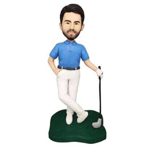 BLING-SURPRISE Custom Bobbleheads Figures Personalized Full Body from Photo Bobblehead Customized Handmade Figures Gift for Father's Day or Boyfriend or bro (Polo-Shirt)
