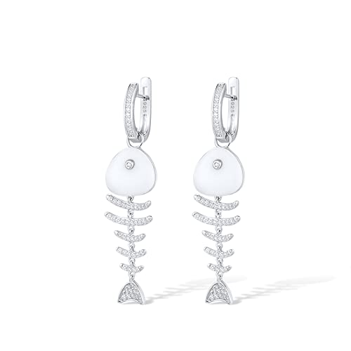 Santuzza 925 Sterling Silver Ocean Series Cubic Zirconia Dangle Earrings for Women