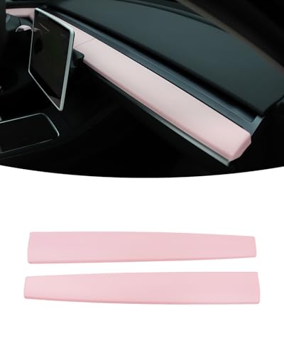 KKTR-CAR Dashboard Cover Wrap,Inter Dashboard Cover Compatible with Tesla Model 3 2017-2023 Model y 2019-2025(2 pcs) (Pink)