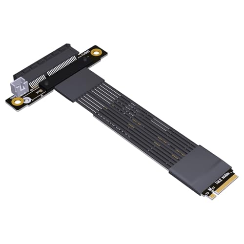 JMT ADT-K42ST M.2 NVMe to PCIe5.0 x4 Signal Extension Cable 128 Gbps High Speed Silver-Plated Wire with SATA Power Adapter (K42ST-BK,30cm)