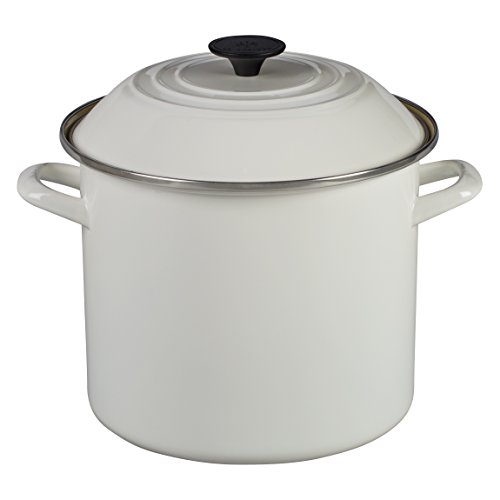Le Creuset Enamel-on-Steel Covered Stockpot, 10-Quart, White