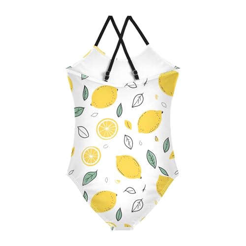 Lemons and Lemon Slices Girls One Piece Swimsuits Quick Dry Beach Swimwear Bathing Suit2
