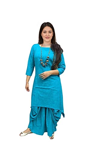 Image of Femezone Women's Linen Blend Cotton Dhoti Kurta Set