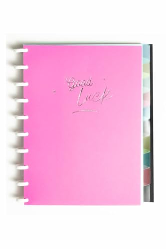 Caderno Universitário 50 Folhas Disco Capa PP com estojo régua e 10 divisórias, PP, (20x28 cm), Pink, Romitec