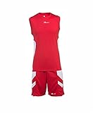 Asioka 58/13 Equipación Baloncesto sin Mangas, Hombre, Rojo/Blanco, L