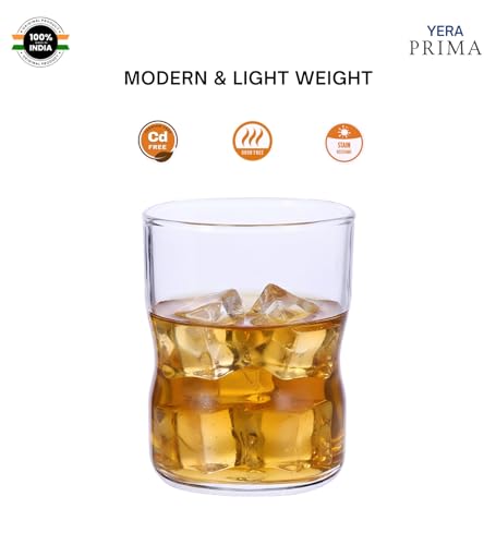 Image of Yera Prima Austin Zest Designer Tumbler Set of 4, 210 ml Each | Tumblers for Water, Cold Drinks, Juice | Dishwasher Safe | for Daily use & Gifting