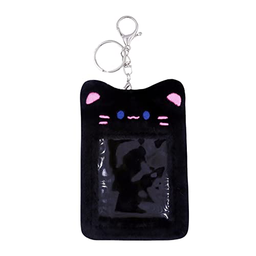 zgmyc cute plush kpop photocard holder with keychain cartoon bear bunny pig photo sleeve card holder protector