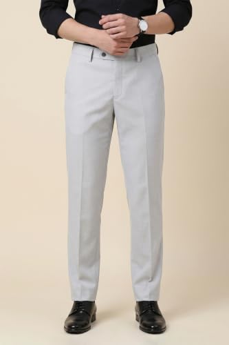 Image of Peter England Men Mid Rise Slim Fit Premium Flat Front Formal Trouser