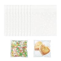 Siliget 100Pcs Cellophane Bags - 15 x 15 cm, Self Adhesive Small Plastic Packaging Bags with White Dot, Clear Frosted Plastic Package for Sweet Cookie Chocolates Biscuit Candy