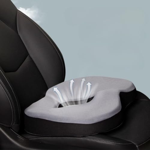 Image of STARQ Premium Car Seat Cushions Combo Seat Back Support, Neck Rest Pillow, Seat Cushion for Driving Seat Memory Foam, Cotton Cover Ergonomic Car Cushions Pillows (Grey)