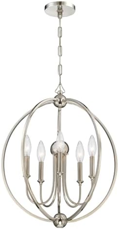 Crystorama Libby Langdon Sylvan 5 Light Polished Nickel Chandelier