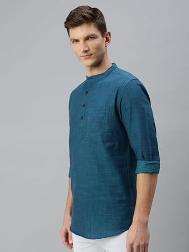 Image of KRYPTIC Men Solid Full Sleeve Regular Shirt Kurta