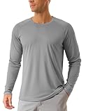 TACVASEN Herren Langarmshirts UV Shirts Quick-Drying Breathable Schwimmshirt Sommer für Männer, Hellgrau, L