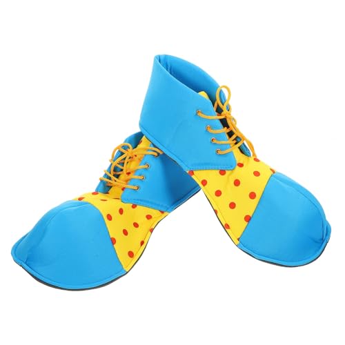 Clown Shoes Adult Men Women Funny Costume Accessories Round Head Shoes Prom Props Halloween (Blue+Yellow)