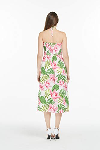 Matching Hawaiian Luau Mother Daughter Halter Dress in Wispy Cereus Black4