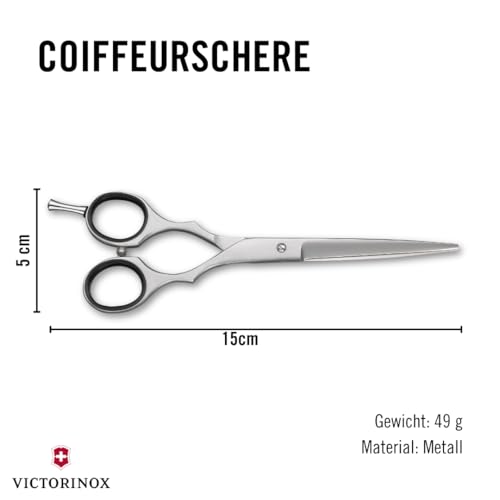 Victorinox Coiffeurschere, Frisörschere, Länge: 15 cm, Extra Scharf, Rostfreie Stahlklingen, mit Fingerstütze, Silber
