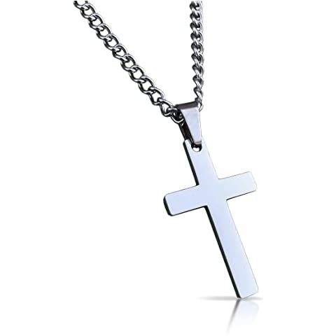 Elite Athletic Gear Cross Pendant with Chain Necklace - Stainless Steel - (SMALL - 30MM PENDANT) Cover