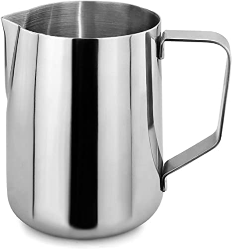 Milchkännchen Edelstahl,Handheld Aufschäumkännchen für Milchaufschäumer 350ml ,Topfbrauer Kaffee Latte Behälter Tasse…