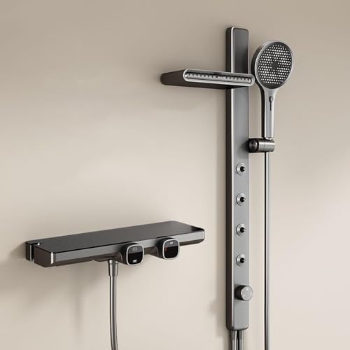 Colonne de douche grise avec mitigeur de bain mural pour moments de détente LWX