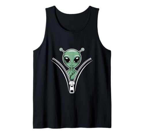 Image of Alien Shhh Zipper Secret Universe Fun Tank Top