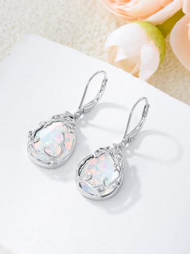 Celtic Filigree Earrings 925 Sterling Silver Teardrop Gemstone Dangle Earrings Fine Jewelry Birthday Christmas Gifts for Women4