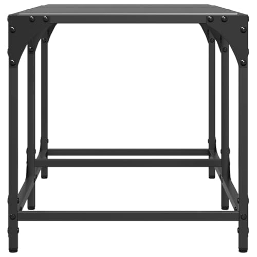 Table basse avec plateau en verre durable et structure en acier noir résistante - 6