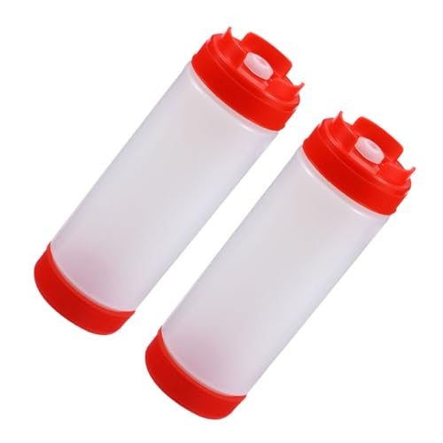 SOLUSTRE 2pcs Double Headed Squeeze Sauce Bottles Condiment Containers for Easy Dispensing Red for Kitchen Use and Dust and Easy to Clean