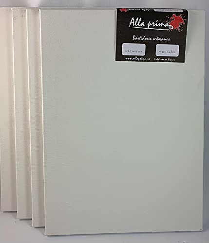 Alla Prima. Set de 4 lienzos blancos SUPRA de 55 X 46 cms (10F), con bastidores de madera FSC® de primera calidad, fabricados en España Cover
