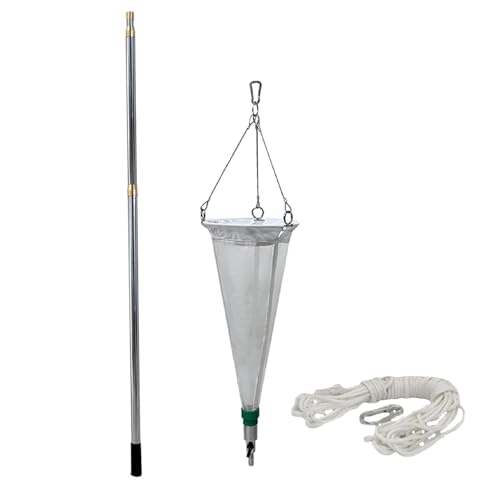 Rete per plancton resistente, 21 cm, in nylon, con asta telescopica e corda, ideale per laghetto e plancton