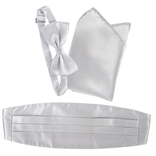 Set elegante hombre moño y fajín plateado