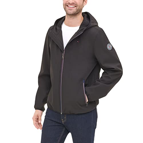 Image of Tommy Hilfiger Men's Lightweight Water Resistant Breathable Hooded Performance Softshell Jacket