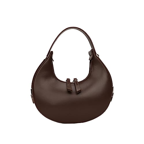 2023 New Ladies Genuine Leather Shoulder Handle Underarm Crescent Bag, Y2k Fashionable Adjustable Moon Bag With Handle. (coffee)