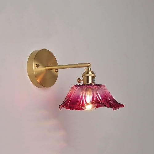 Suspension européenne vintage en verre fleur et applique violette réglable E27