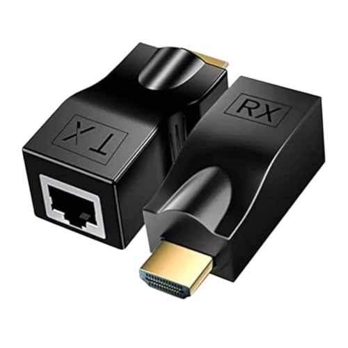 Image of Speedio HDMI Extender Over Ethernet - HDMI to RJ45 Converter Kit (TX /RX), Supports 1080p Full HD, Up to 30M /98ft via Cat5e /6 LAN Cable for HDTV, PS4, STB, Projector - Black - Pack of (1)