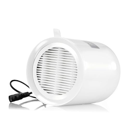 Moonjor Ventilador de conducto en línea de 4 pulgadas, extractor de 12 V CC con malla de filtro, válvula de retención para ventilación de baño, sótano, invernadero, ático, cocina (ventilador axial de
