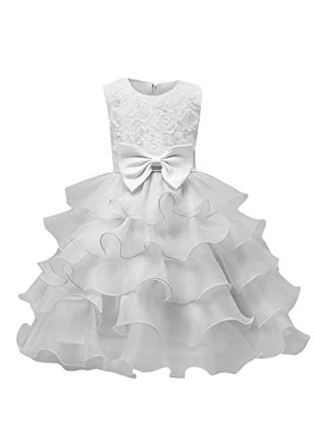 YMING Girl Ruffle Tiered Tutu Gown Sleeveless Lace Princess Dresses Party Ball Tulle Pageant Gowns