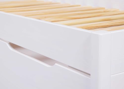 Inter Link - Cama Individual 90 x 200 cm - Cama Nido con Espacio de Almacenaje - Pino Macizo - 2 cajones Grandes y 1 cajón - Somier Incluido - Lacado Blanco - Efetivo 90 x 200 cm - imagen 6