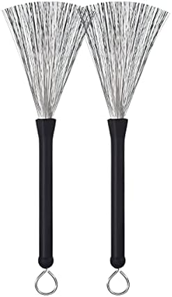 STOJAN 1 Pair Drum Brushes Retractable Wire Brushes Drums Drum Sticks Brush with Comfortable Rubber Handles