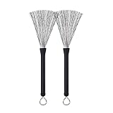 STOJAN 1 Pair Drum Brushes Retractable Wire Brushes Drums Drum Sticks Brush with Comfortable Rubber