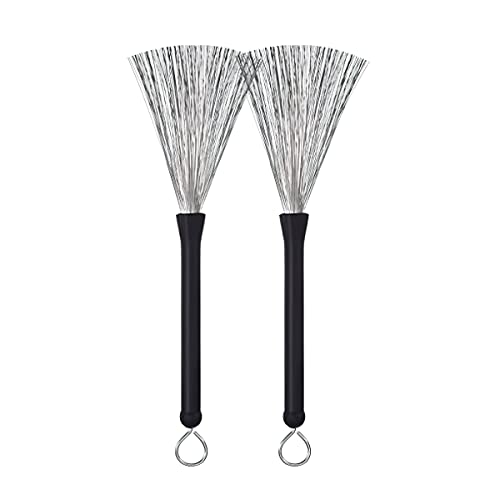 Stojan 1 Pair Drum Brushes Retractable Wire Brushes Drums Drum Sticks Brush With Comfortable Rubber Handles #TOP18