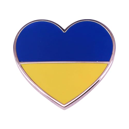 Badge drapeau de l'Ukraine en forme de cœur - Broche à cravate en forme de cœur - Accessoires en métal - Broche décorative, taille unique, Métal
