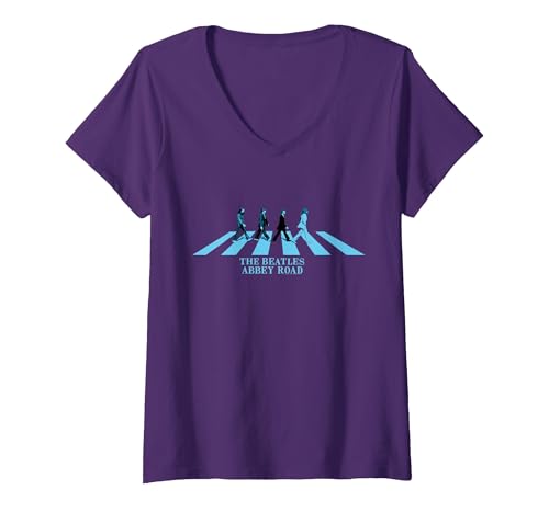 Women's The Beatles - Abbey Road 50th Anniversary V-Neck T-Shirt, Purple, Small