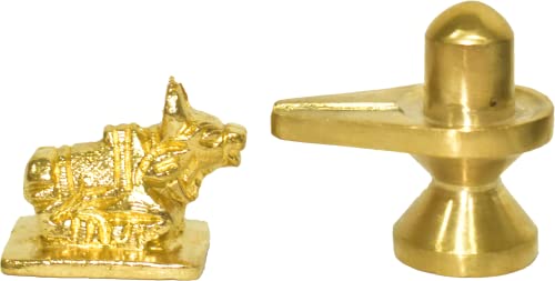 Estatua decorativa espiritual Nandi Shivling de latón miniatura 1