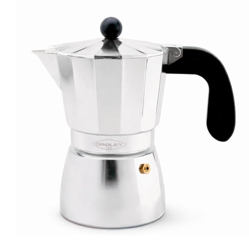 Oroley - Cafetera Italiana Alu | Aluminio | 6 Tazas | Cafetera Vitrocerámica, Fuego y Gas | Estilo Tradicional